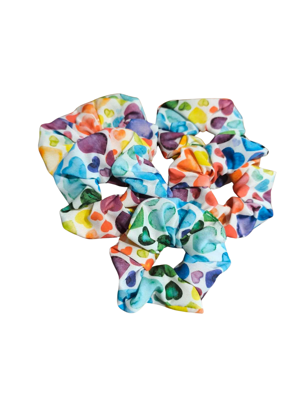 Rainbow Hearts Scrunchy –Βαμβακερό Λαστιχάκι Μαλλιών