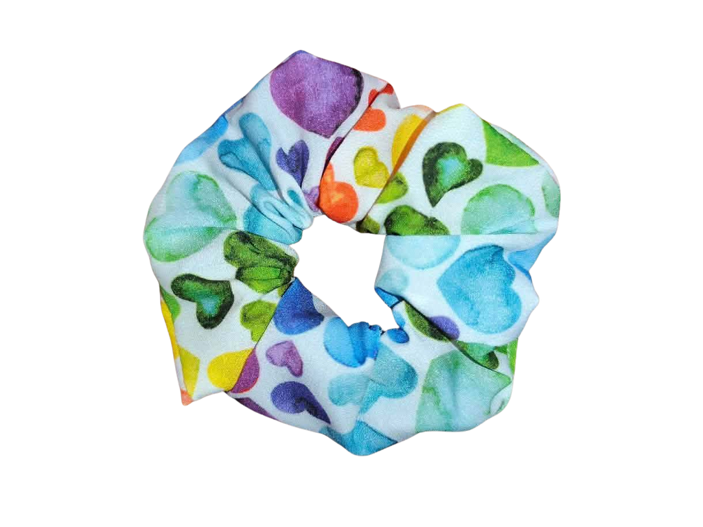 Rainbow Hearts Scrunchy –Βαμβακερό Λαστιχάκι Μαλλιών